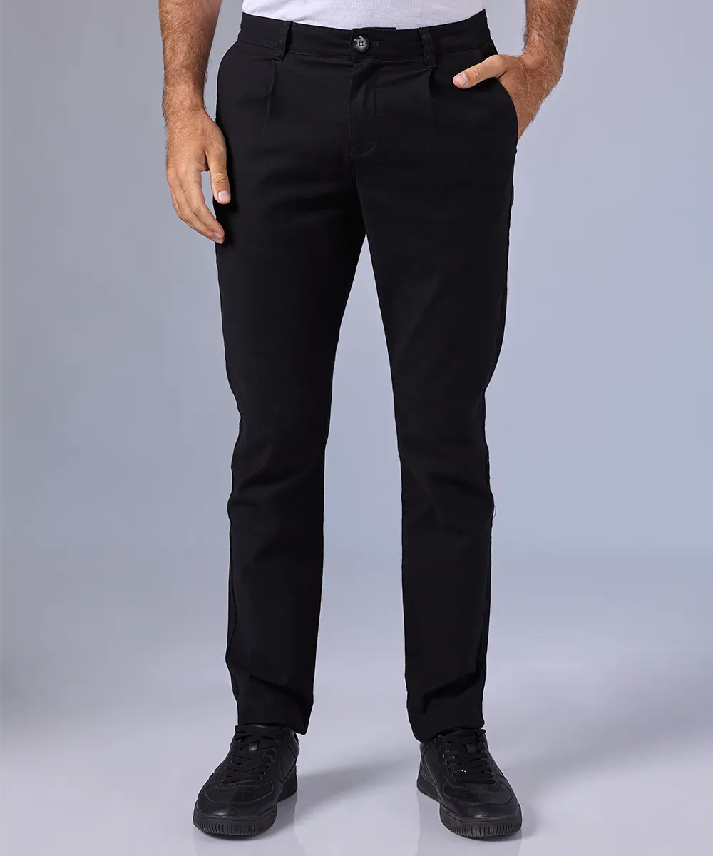 PANTALN BROOKEN CON PLIEGUES SLIM FIT NEGRO OI24